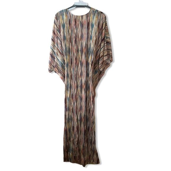 Misa Los Angeles Rena Kaftan Dress Cotton-blend abstract print gather tie maxi - Picture 6 of 13